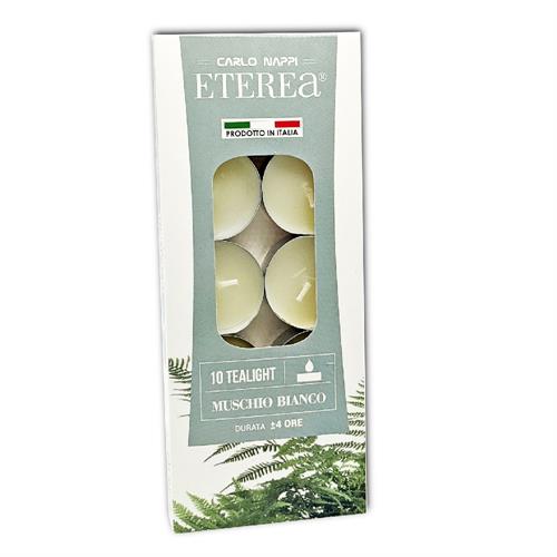 10 TEALIGHT PROFUMATI ETEREA 3,6X1,7 MUSCHIO BIANCO