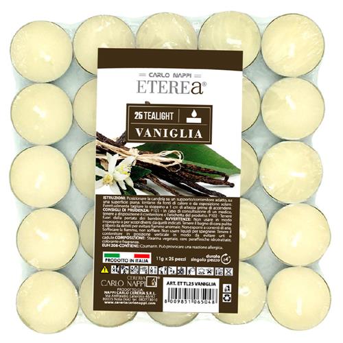 25 TEALIGHT PROFUMATI ETEREA 3,6X1,7 VANIGLIA